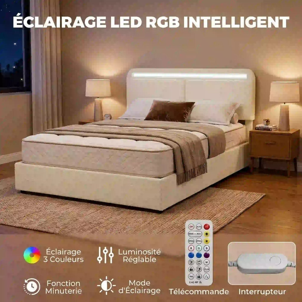 Éclairage LED RGB de la tête de lit : 3 couleurs, luminosité réglable, minuterie, télécommande