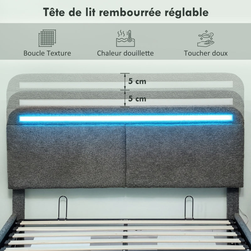 Tête de lit rembourrée réglable en hauteur : 98, 103 ou 108 cm