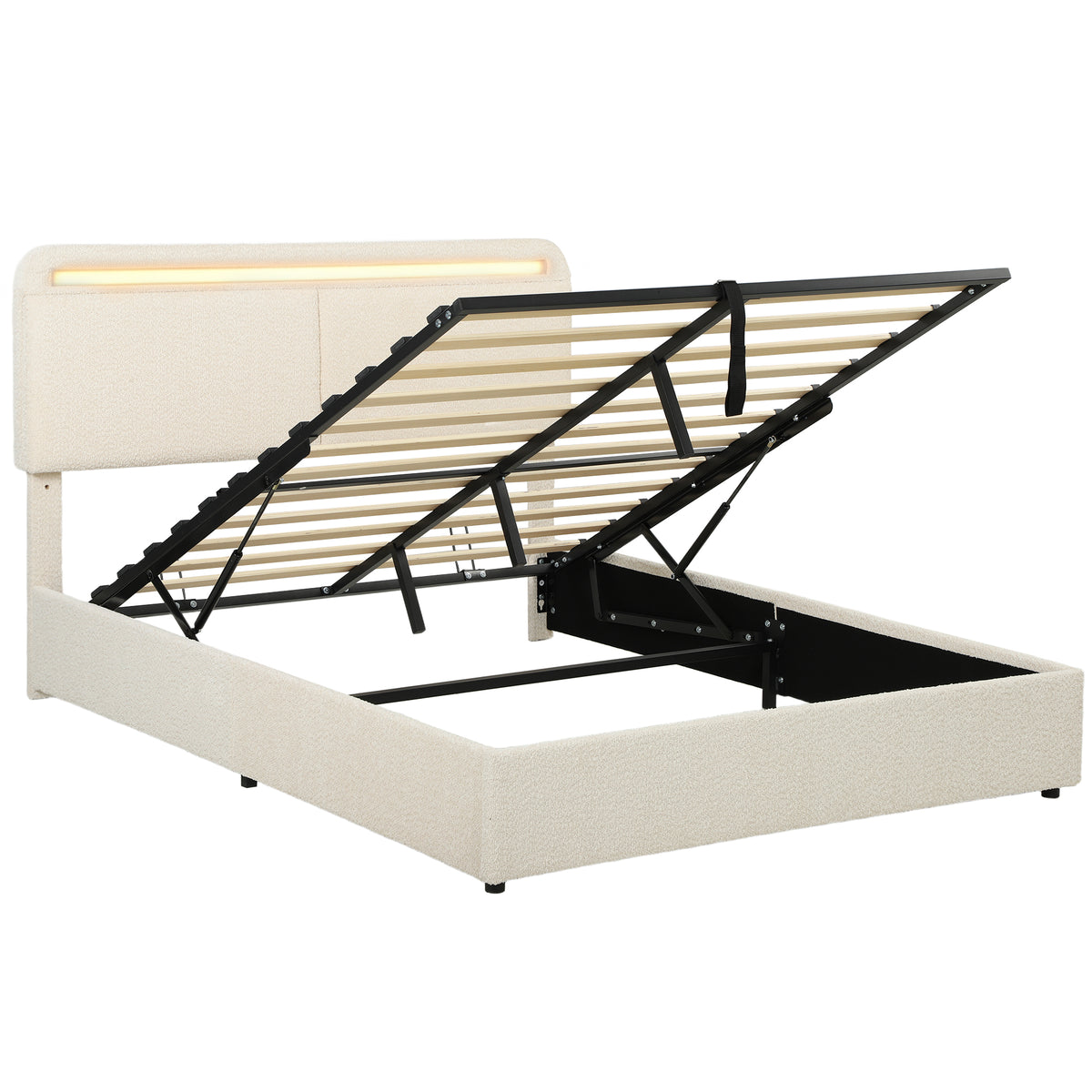 Volume de rangement disponible sous le sommier du lit coffre 160x200