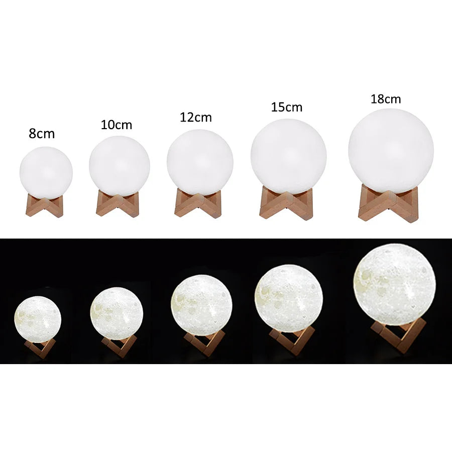 Tailles disponibles de la lampe lune 3D