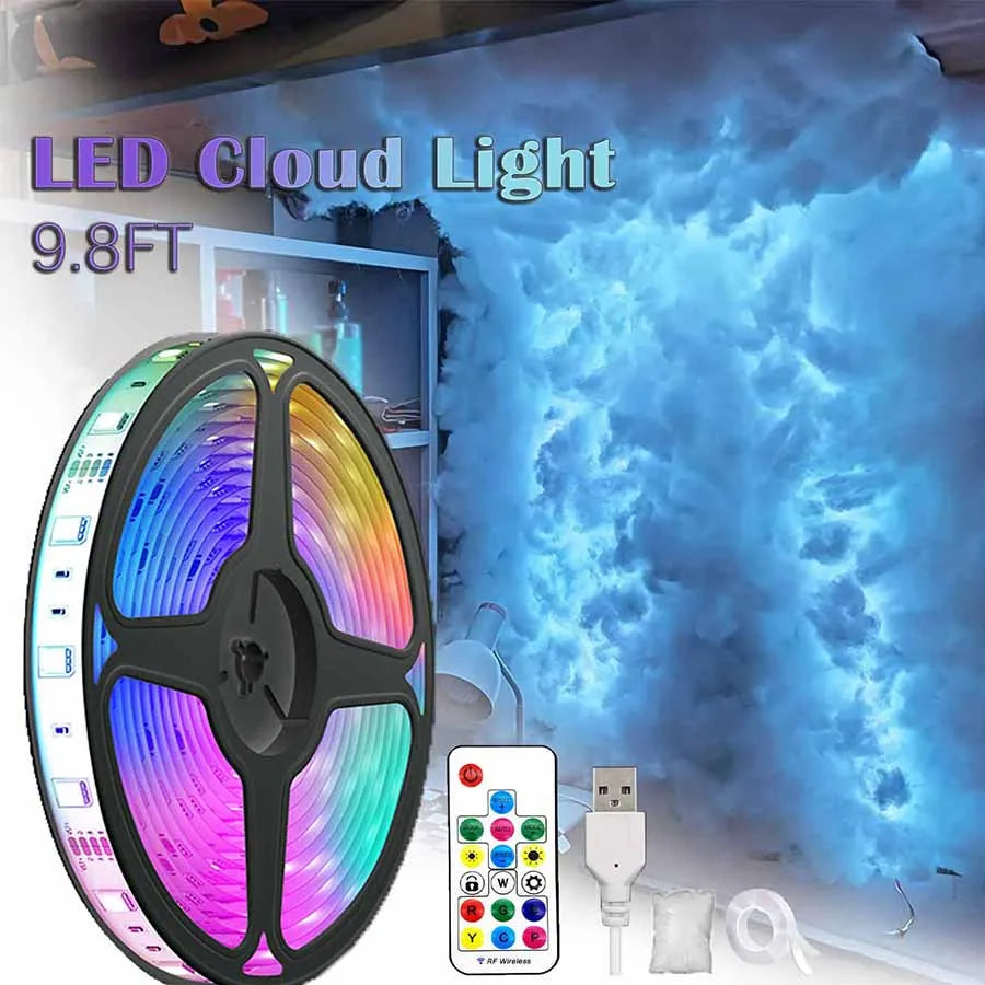 Lampe nuage d'orage LED 3 m avec éclairs – vue 2