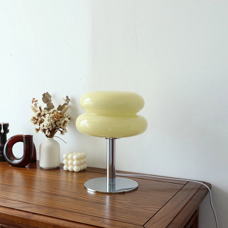 Lampe macaron en verre, lampe de chevet rétro – vue 3