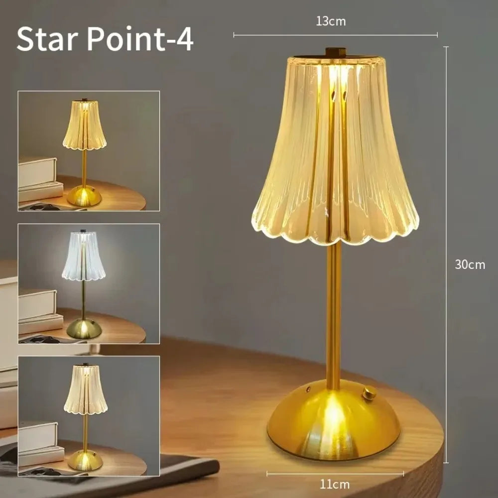 Lampe cristal diamant tactile sans fil, lampe de chevet – vue 4