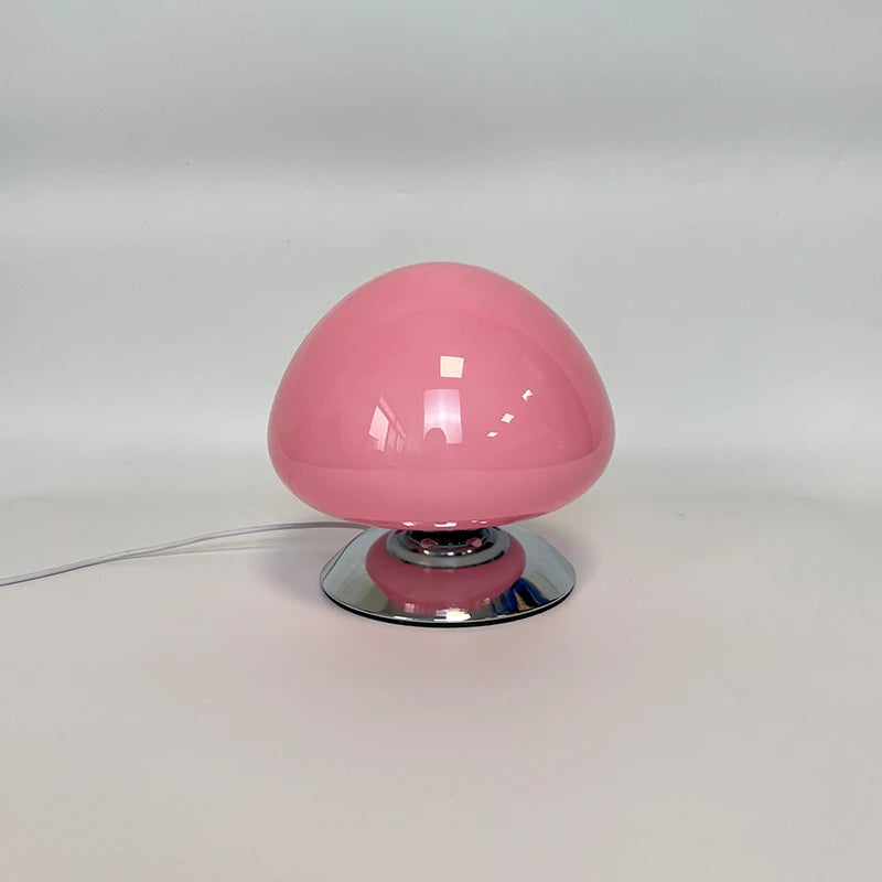Lampe champignon en verre rose
