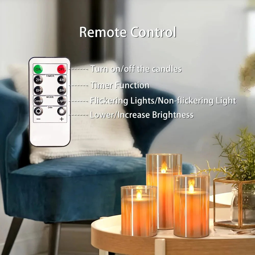 Bougies LED sans flamme avec télécommande, lot de 3 – vue 3