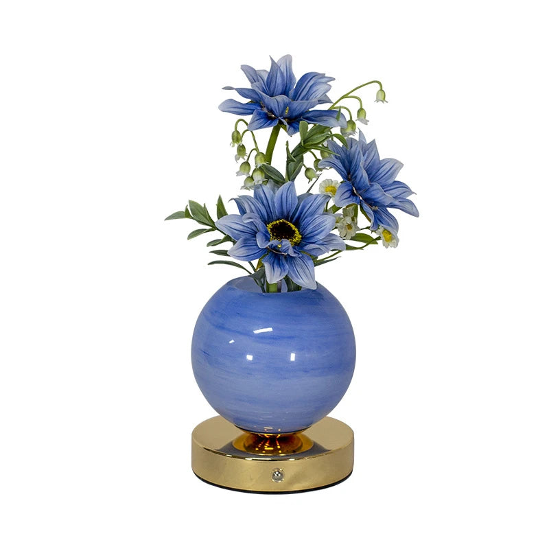 Lampe fleur LED modèle tournesols bleus