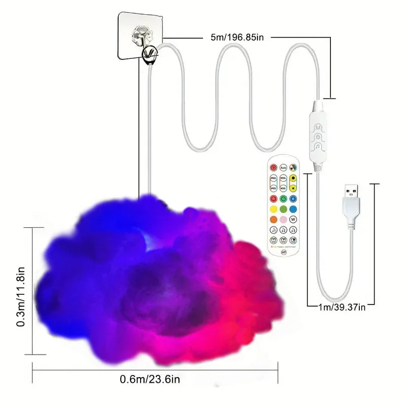 Lampe nuage d'orage LED 1 m avec éclairs – vue 4