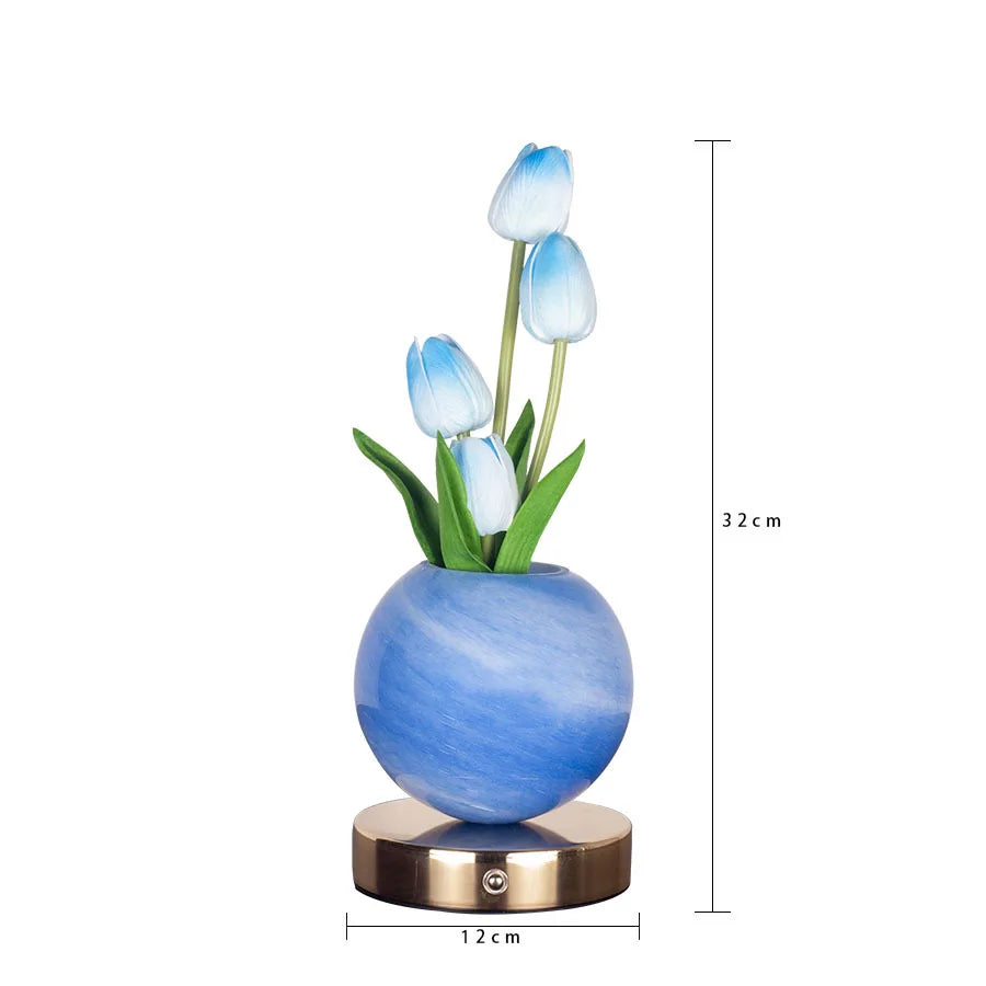 Dimensions de la lampe tulipes LED bleue