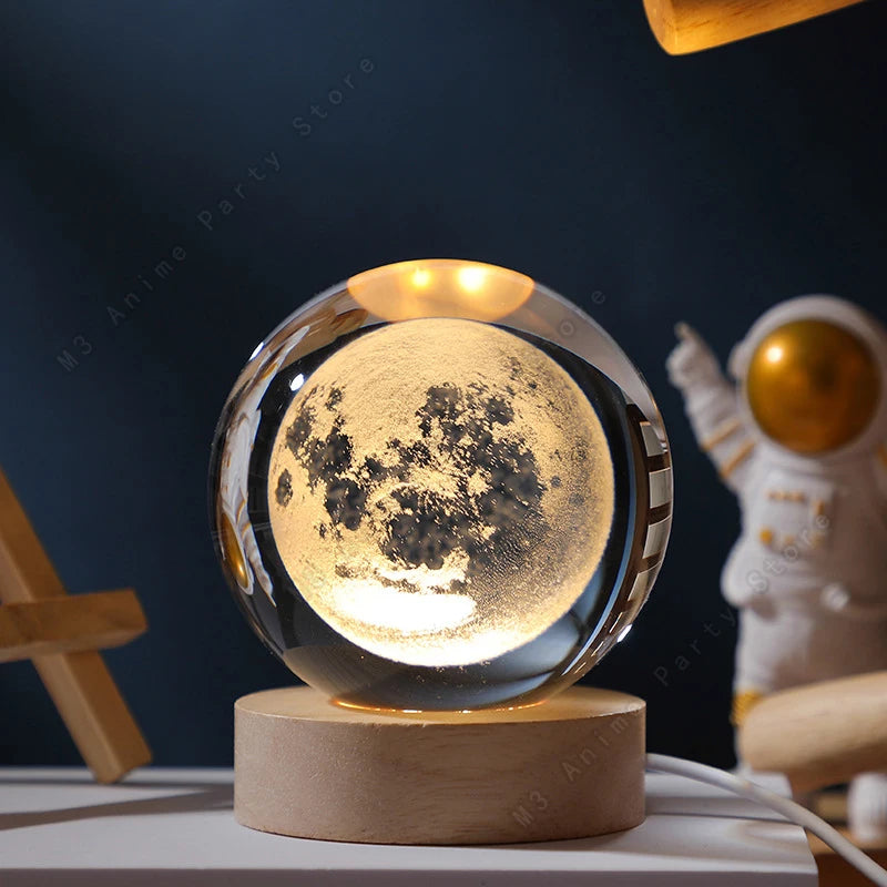 Lampe boule de cristal 3D, veilleuse galaxie – vue 8