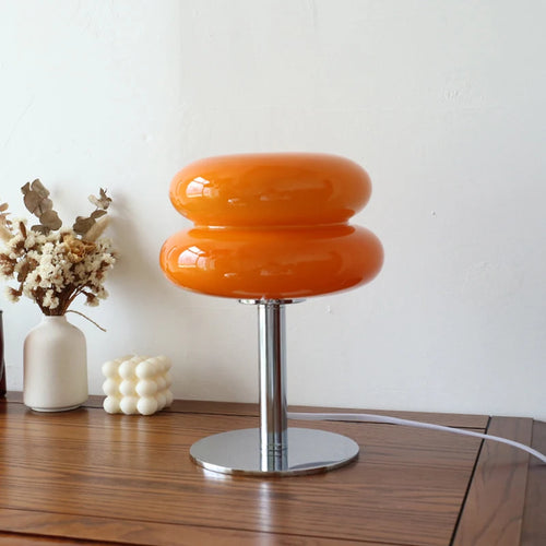 Lampe macaron en verre, lampe de chevet rétro