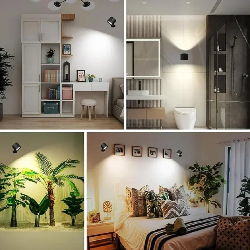 Applique murale LED double tête sans fil, rotation 360° – vue 2