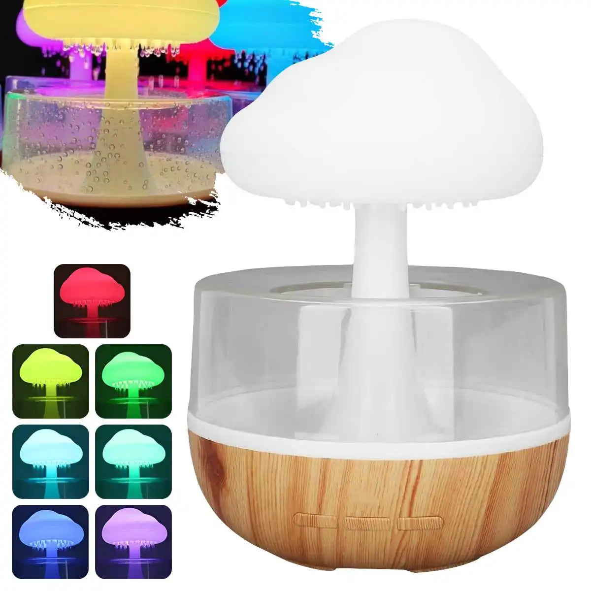Humidificateur nuage de pluie lumineux, plusieurs couleurs