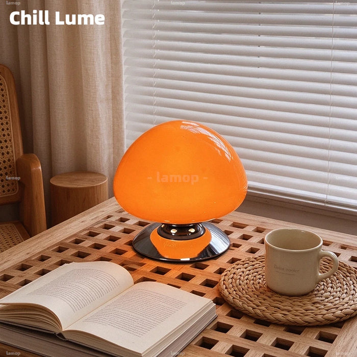 Lampe Champignon en Verre – Lampe de Chevet Vintage, Lumière Chaude