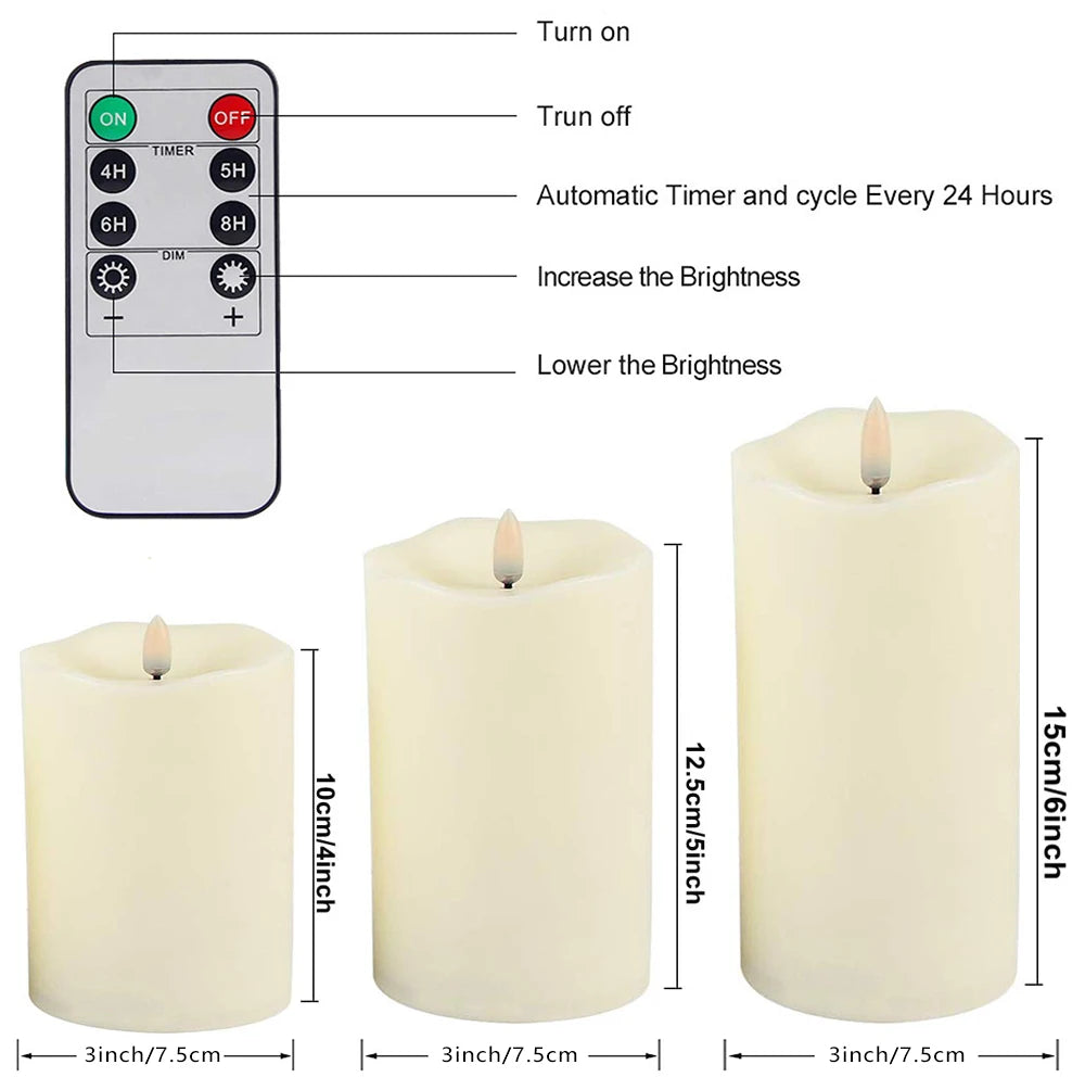 Bougies LED sans flamme avec télécommande, lot de 3 – vue 10