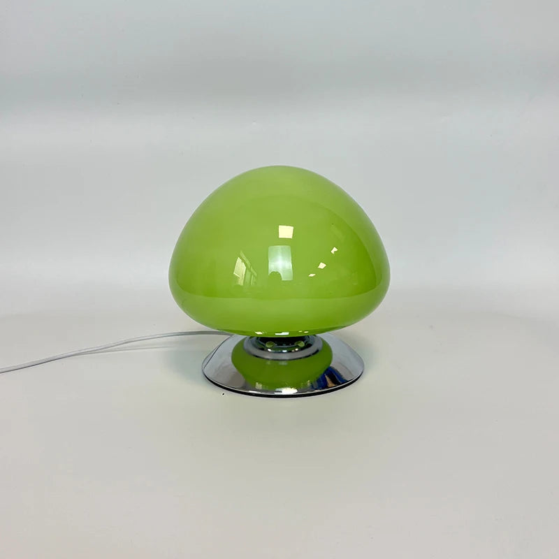 Lampe champignon en verre vert