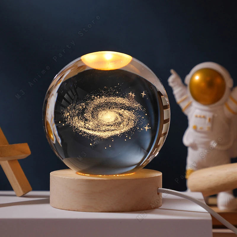 Lampe boule de cristal 3D, veilleuse galaxie – vue 9
