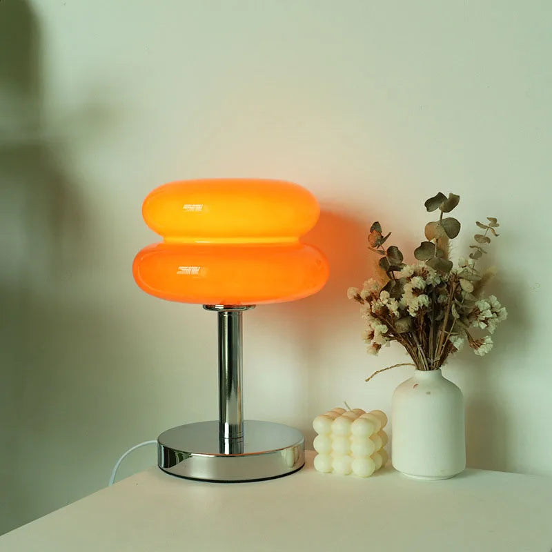 Lampe macaron en verre, lampe de chevet rétro – vue 5