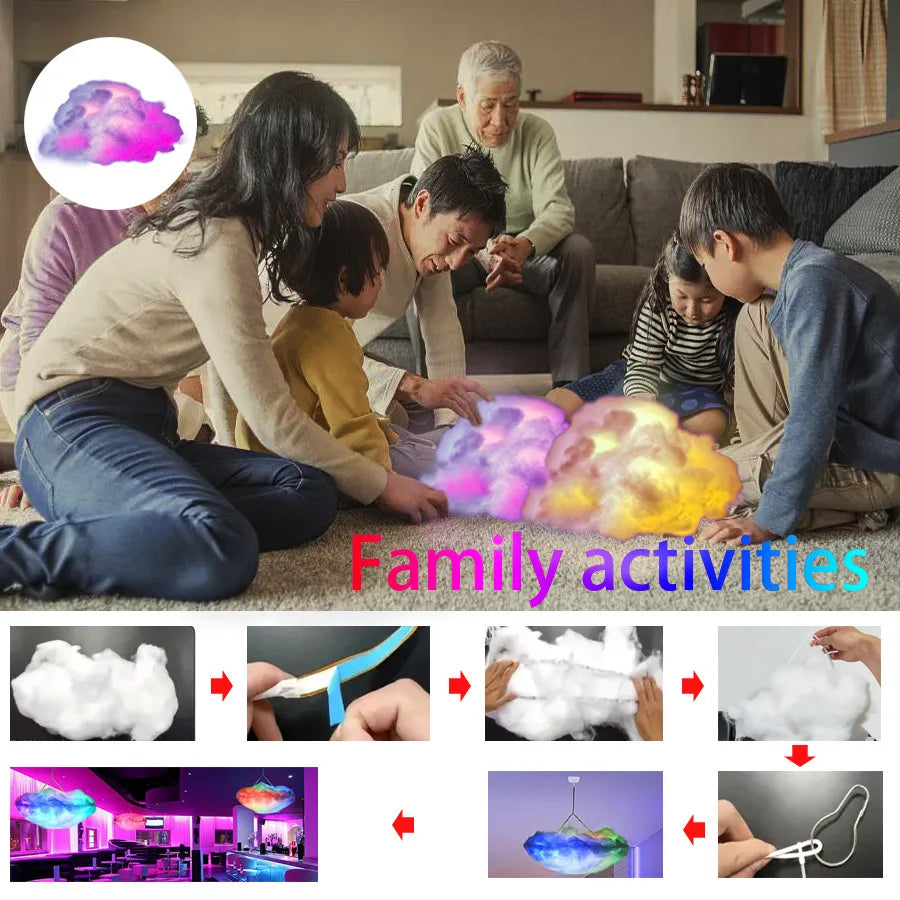 Lampe nuage d'orage LED 1 m avec éclairs – vue 3