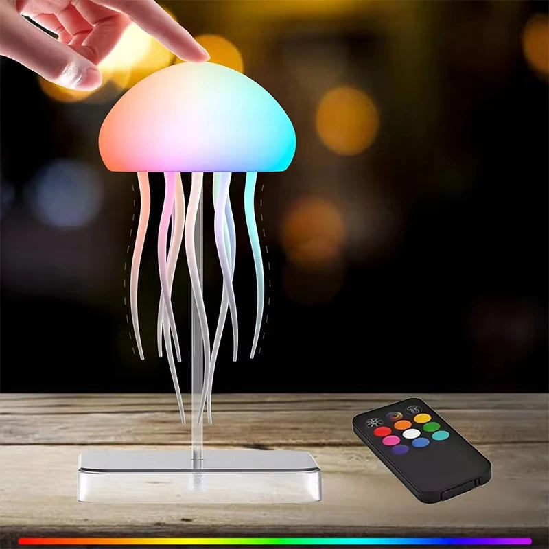 Lampe méduse sans fil en dégradé de couleurs avec télécommande