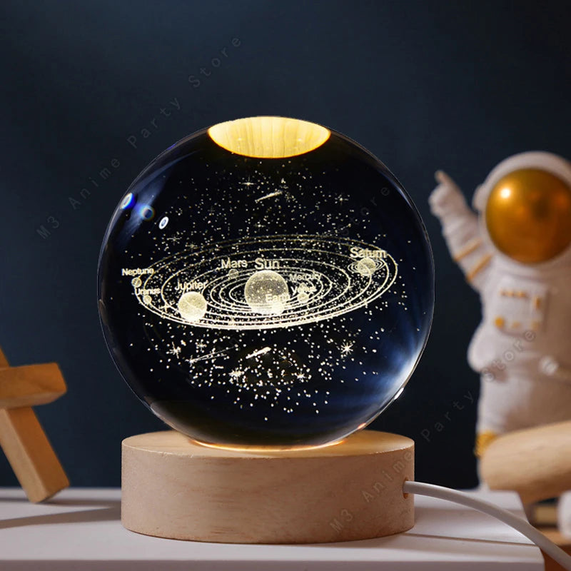 Lampe boule de cristal 3D, veilleuse galaxie – vue 7