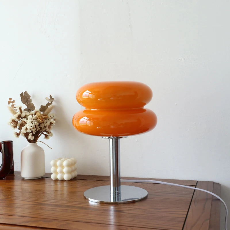 Lampe macaron en verre, lampe de chevet rétro – vue 7