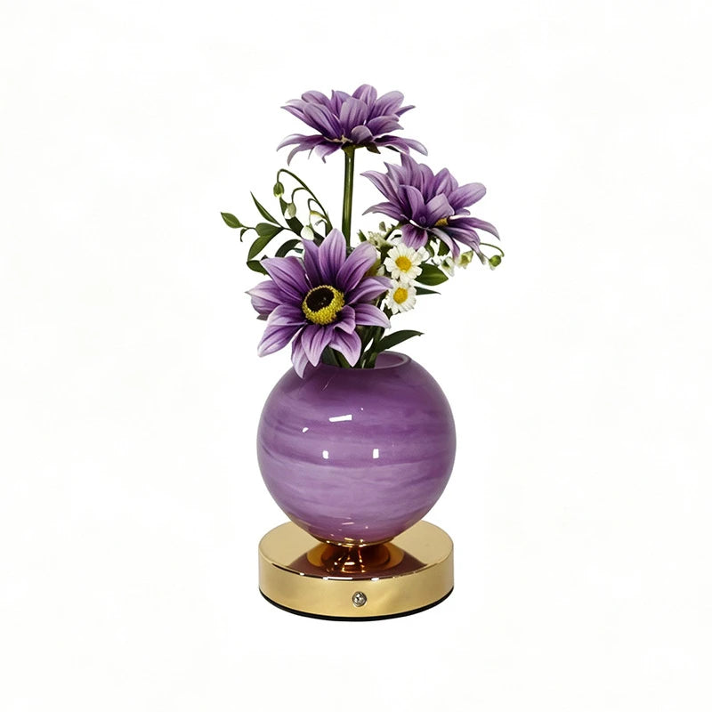 Lampe fleur LED modèle tournesols violets