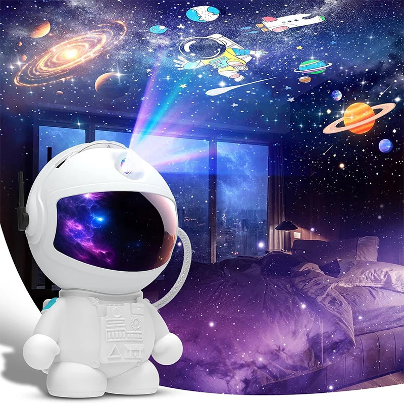 Astronauten-Galaxie-Projektor – 12 Scheiben, Sternenhimmel an der Decke allumée