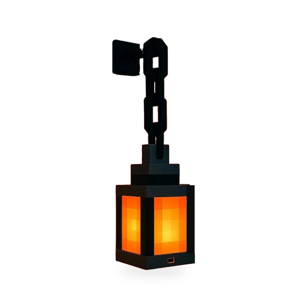 Lanterne pixel LED allumée, fond blanc