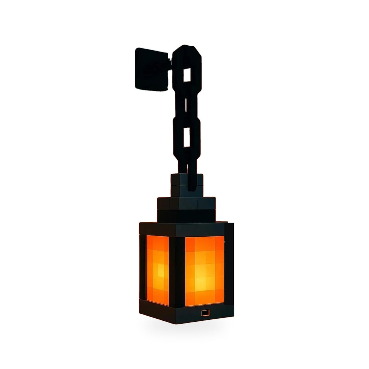 Lanterne pixel LED allumée, fond blanc