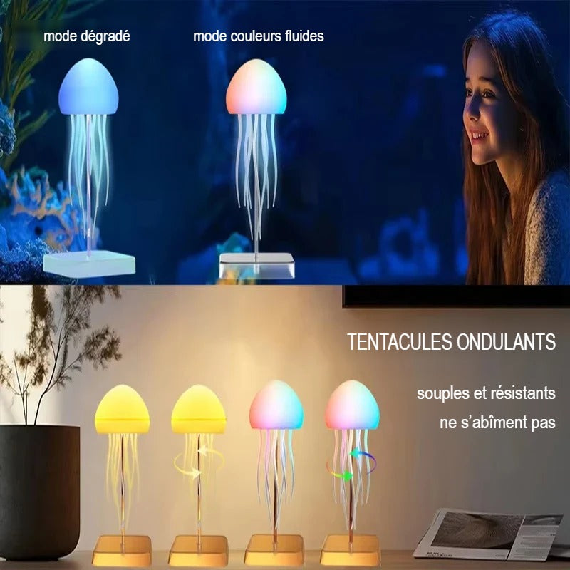 Lampe méduse sans fil : mode couleur fixe et mode dégradé