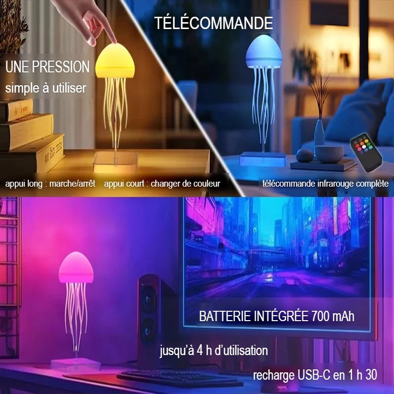 Lampe méduse rechargeable pilotée à la télécommande