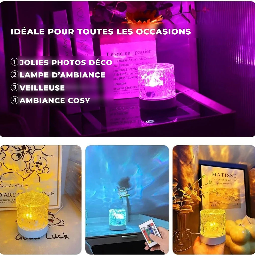 Lampe effet vagues utilisée en veilleuse et lampe d'ambiance
