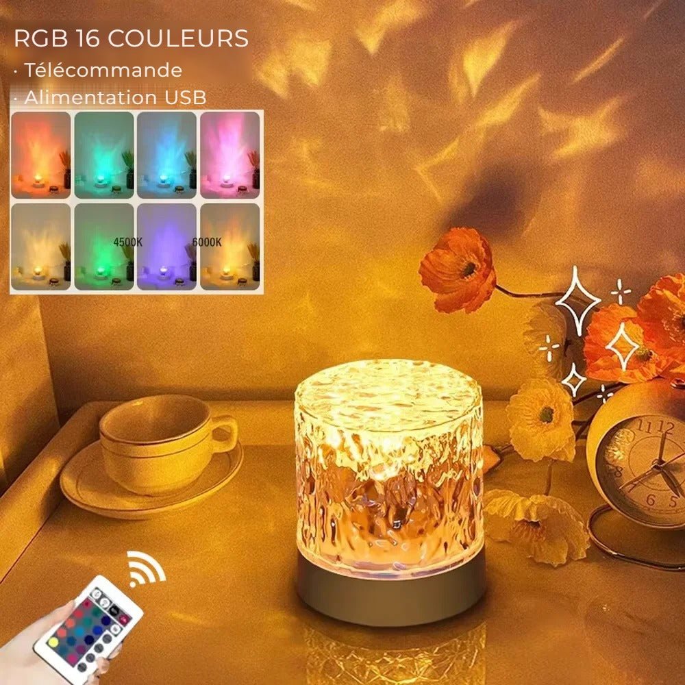 Lampe ondulation d'eau 16 couleurs pilotée à la télécommande