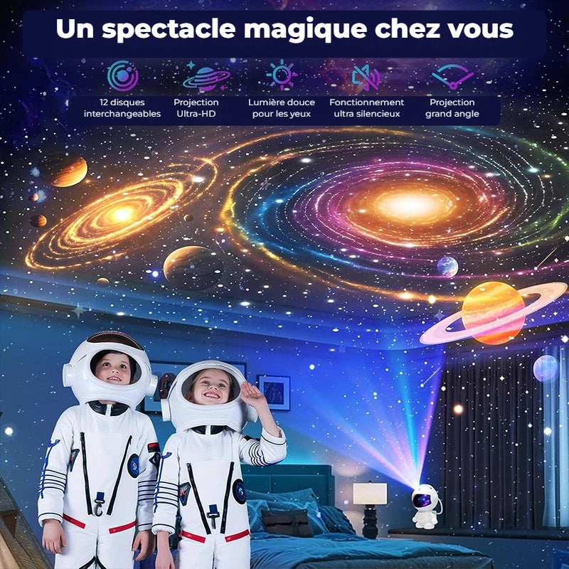 Projecteur ciel étoilé dans une chambre d'enfant
