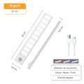 Réglette LED argent 20 cm