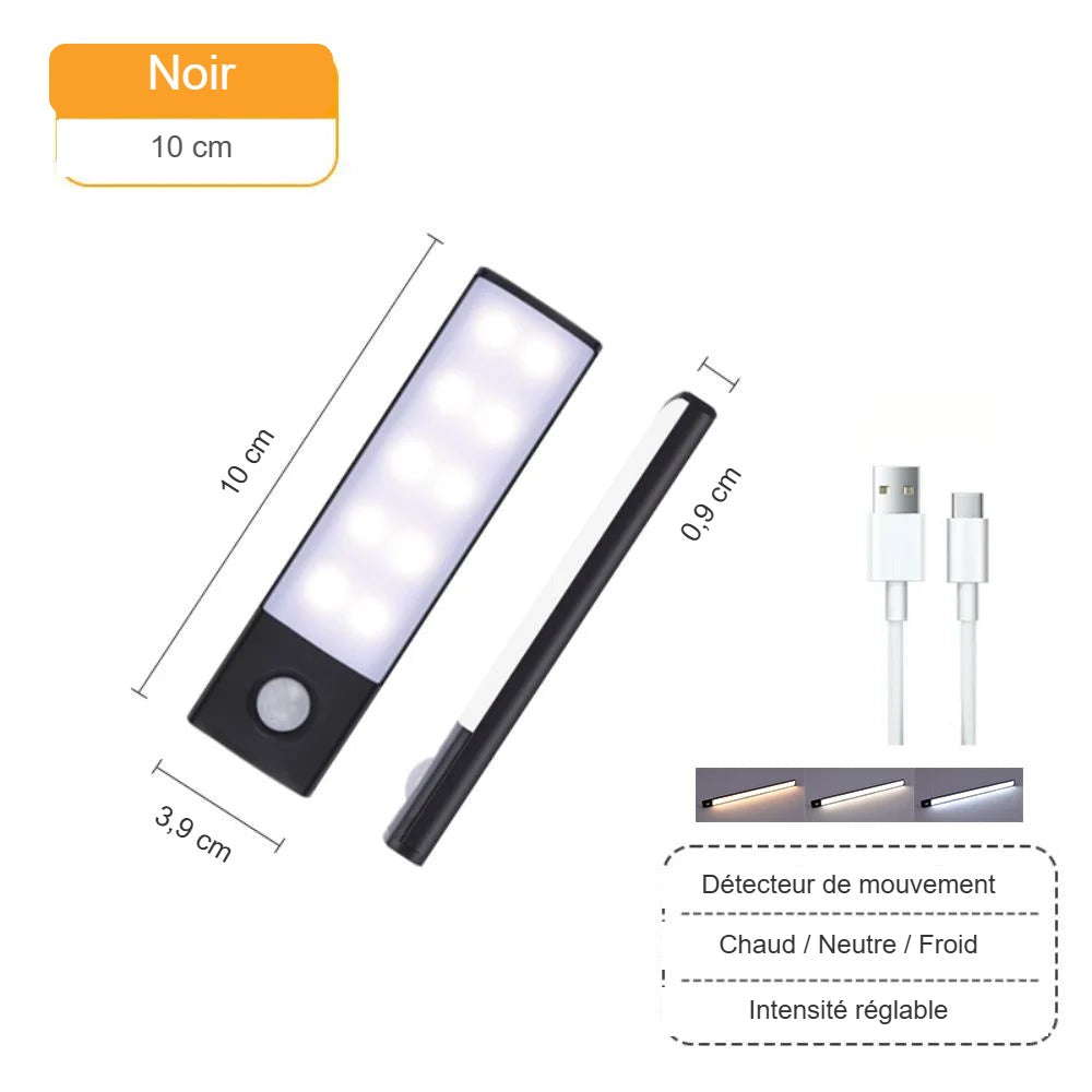 Réglette LED noire 10 cm