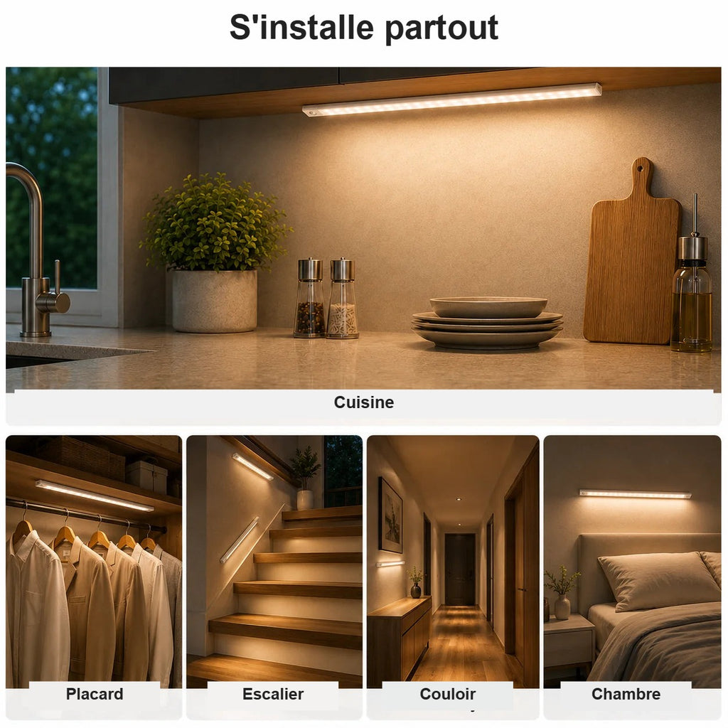 Réglette LED cuisine, placard, escalier, couloir, chambre