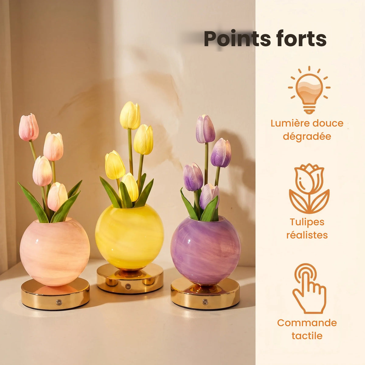 Lampe tulipes LED rechargeable